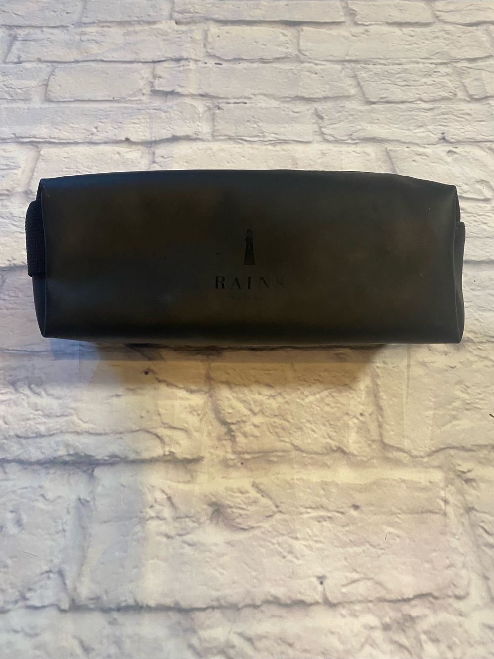 RAINS Black Minimalist Waterproof Toiletry Pouch